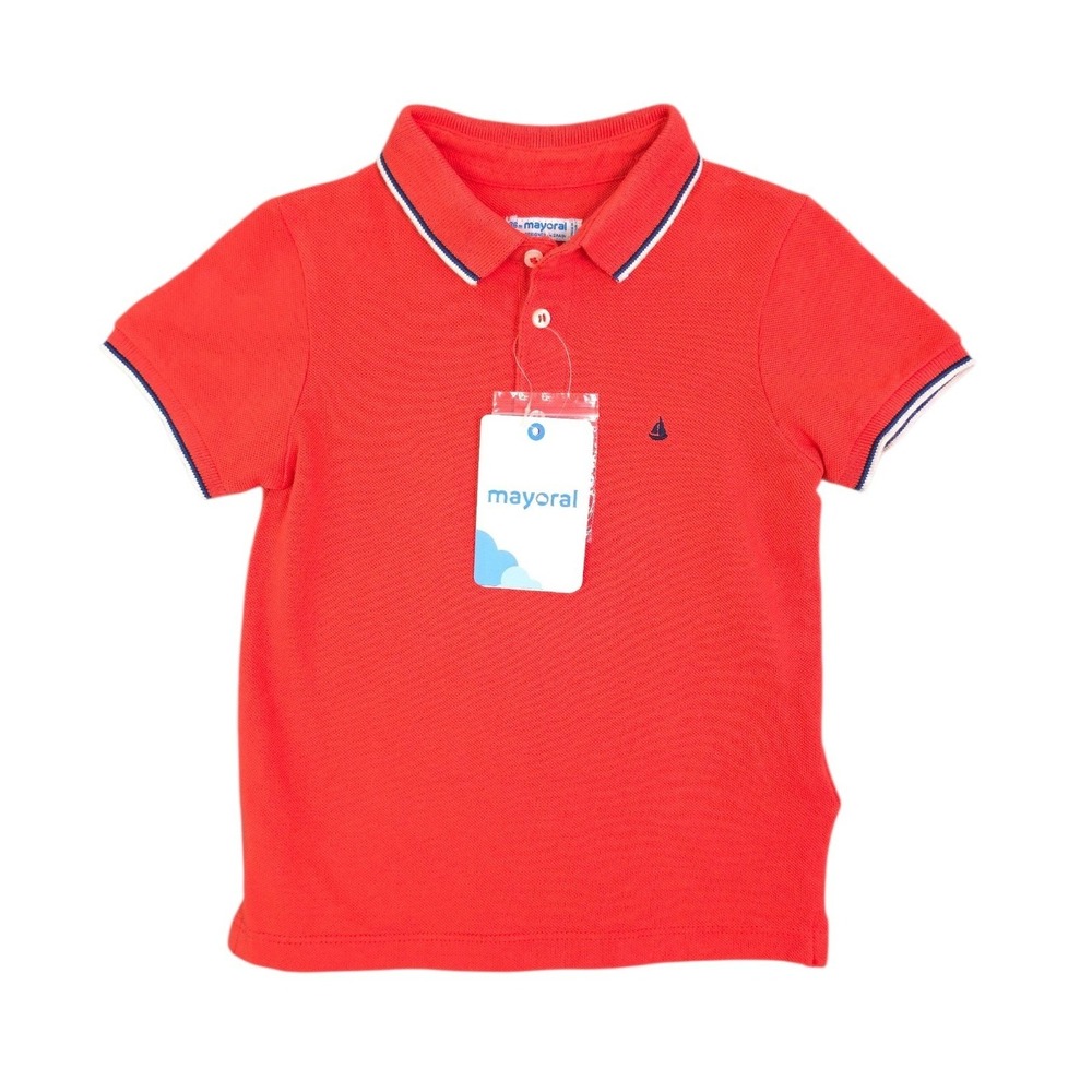 Mayoral Polo Shirt Toddler 36M Cotton Piqué Nautical Sailboat Tipped Collar